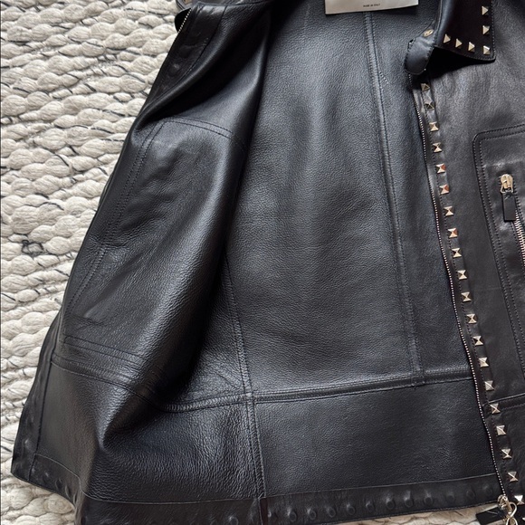 Valentino Black Studded Leather Jacket - Picture 6 of 8